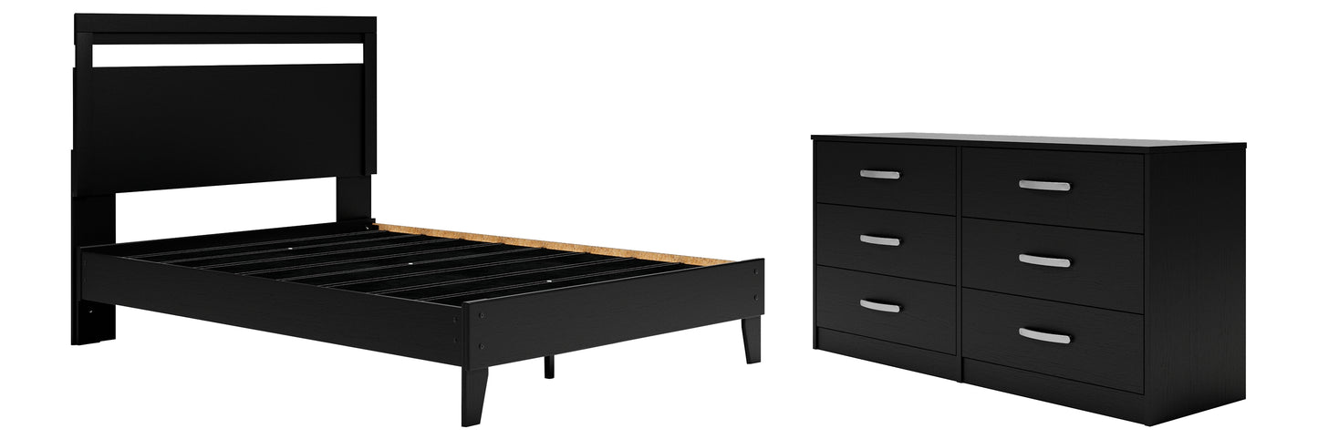 Cama Queen con plataforma y tocador Finch