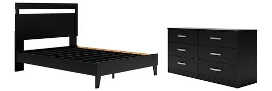 Cama Queen con plataforma y tocador Finch