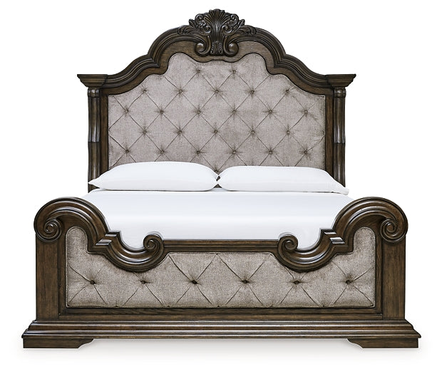 Cama Queen tapizada con tocador Maylee