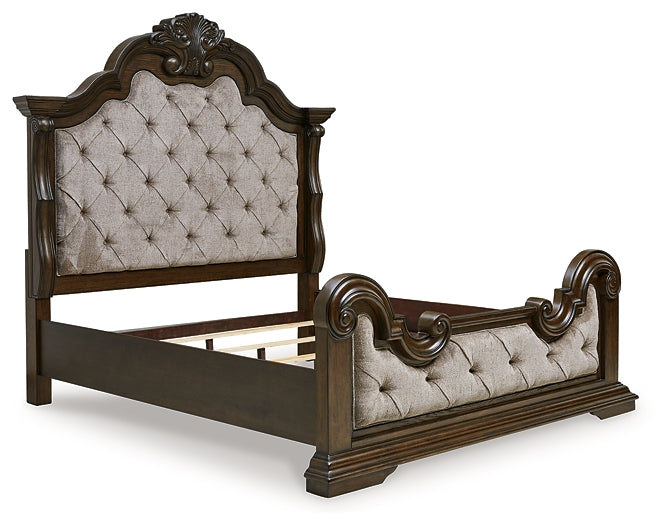 Cama Queen tapizada con tocador Maylee