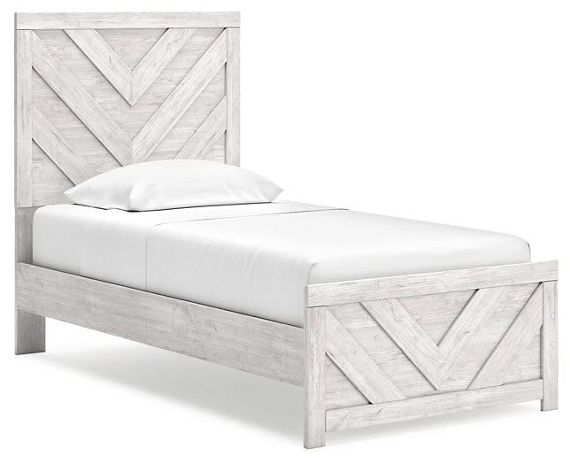 Cama Cayboni Twin Panel con tocador con espejo y mesita de noche