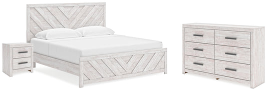 Cama King Cayboni con tocador y mesita de noche