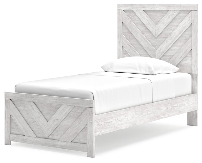 Cama Cayboni Twin Panel con tocador con espejo, cómoda y dos mesitas de noche