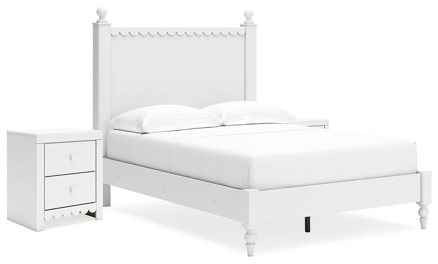 Cama de matrimonio Mollviney con dos mesitas de noche