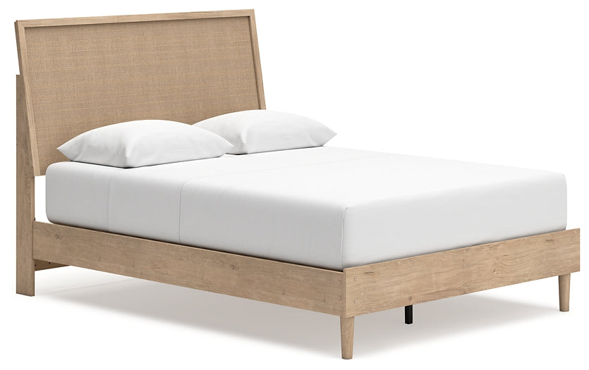 Cama Queen con paneles Cielden, tocador y mesita de noche