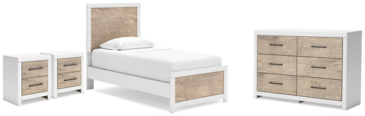 Cama Charbitt Twin con dos paneles, tocador y dos mesitas de noche