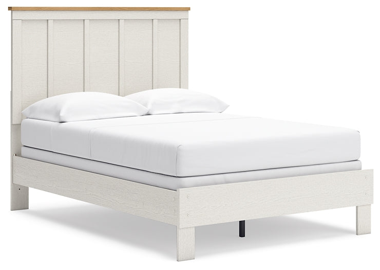 Cama completa Linnocreek con tocador con espejo, cómoda y mesita de noche