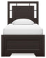 Cama Covetown Twin Panel con tocador con espejo, cómoda y mesita de noche