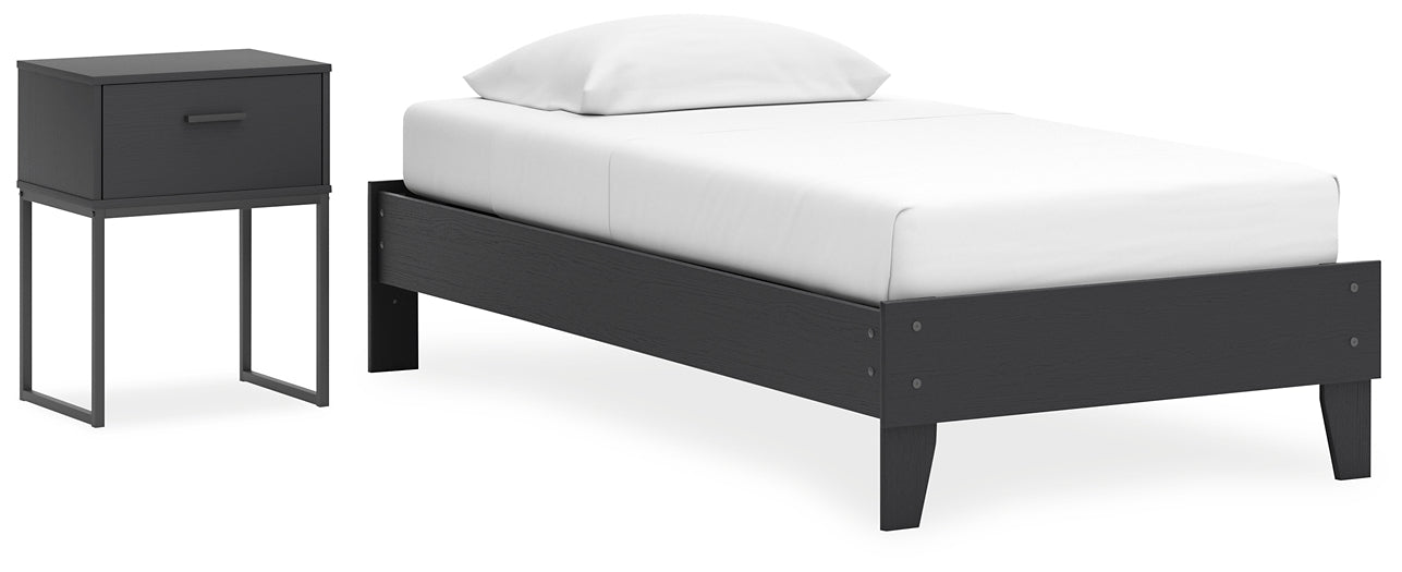 Cama doble con plataforma y mesita de noche Socalle