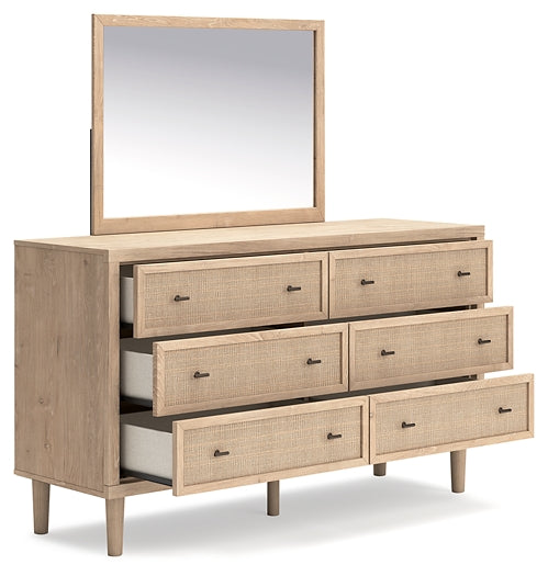 Cielden Queen Panel Headboard with Mirrored Dresser and Nightstand