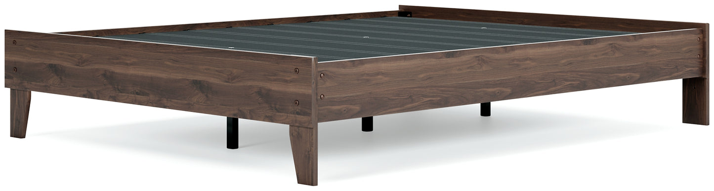 Cama Queen con plataforma y dos mesitas de noche Calverson