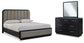 Cama California King con paneles tapizados y tocador con espejo de Rowanbeck