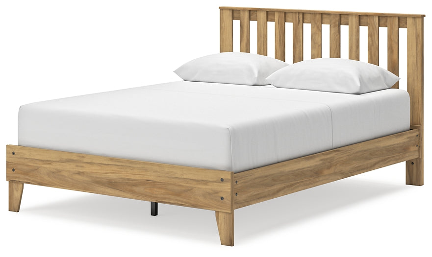 Cama Queen con plataforma y paneles Bermacy, tocador y dos mesitas de noche