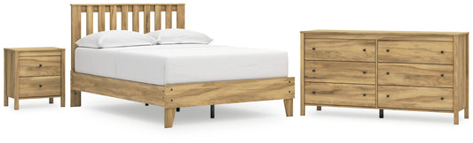 Cama Bermacy con plataforma completa, tocador y mesita de noche