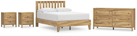 Cama Bermacy con plataforma completa, tocador y dos mesitas de noche