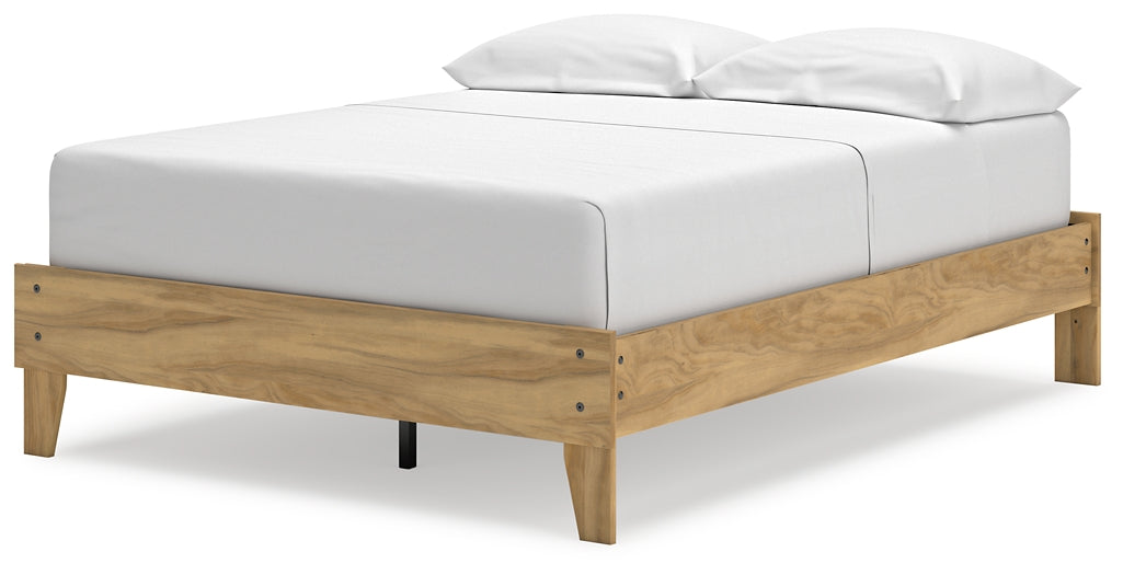 Cama de plataforma completa Bermacy con tocador y mesita de noche