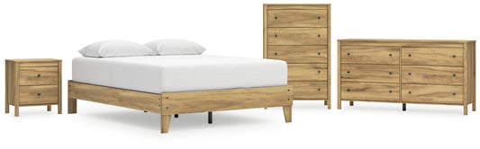 Cama Queen con plataforma Bermacy, tocador, arcón y mesita de noche