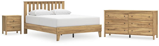 Cama Queen con plataforma, tocador y mesita de noche Bermacy