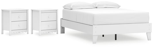 Cama de plataforma completa Hallityn con 2 mesitas de noche