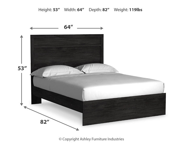 Cama Queen Belachime con tocador con espejo, cómoda y dos mesitas de noche