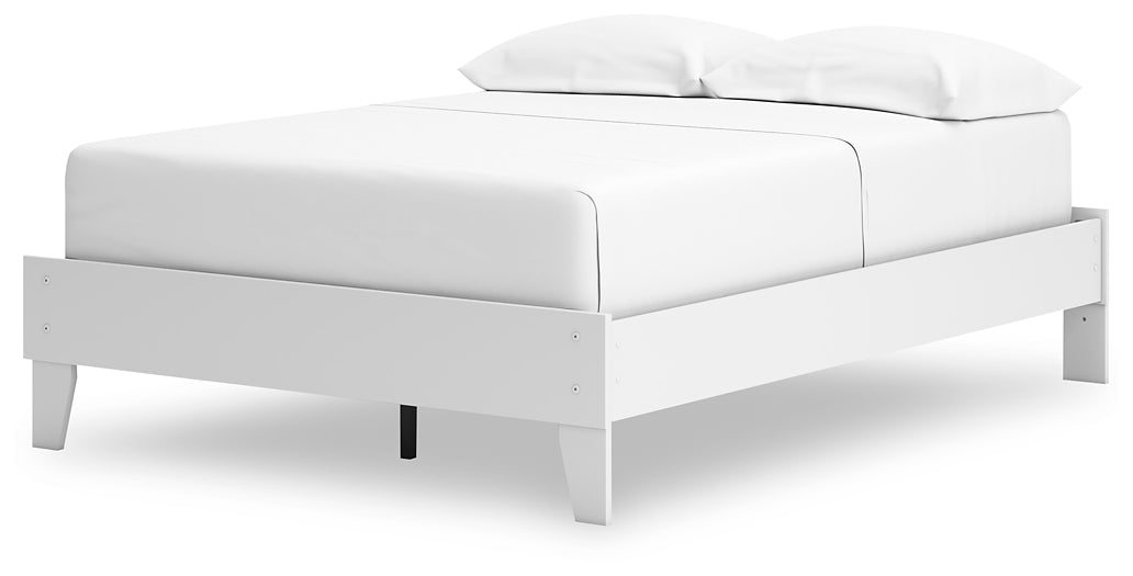 Cama de plataforma completa Hallityn con tocador y mesita de noche