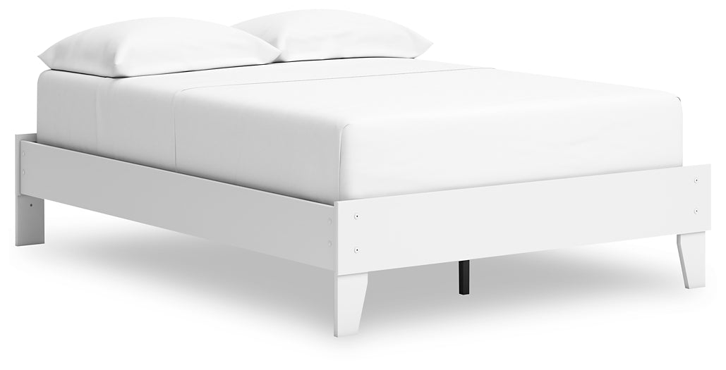 Cama de plataforma completa Hallityn con tocador y mesita de noche