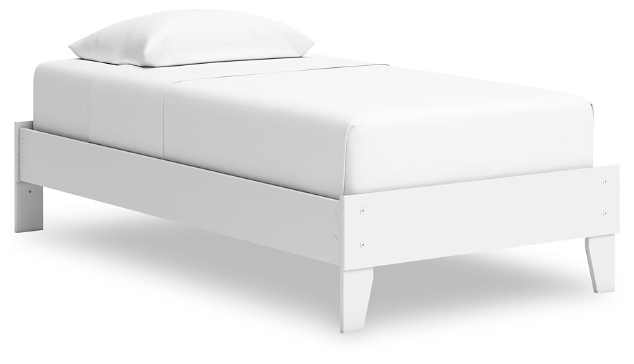 Cama doble con plataforma Hallityn, tocador y mesita de noche