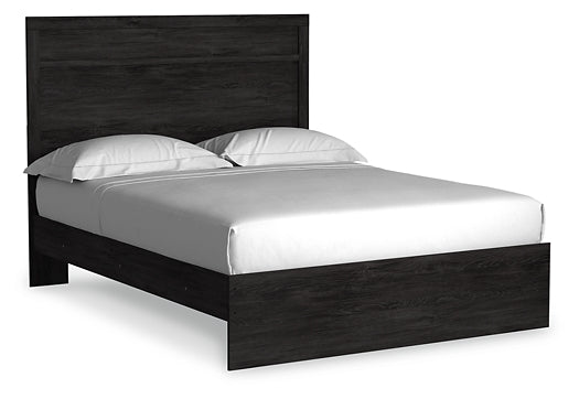 Cama tamaño queen con panel Belachime y cómoda