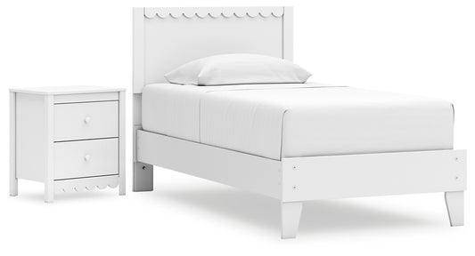 Cama con plataforma y mesita de noche Hallityn Twin Panel