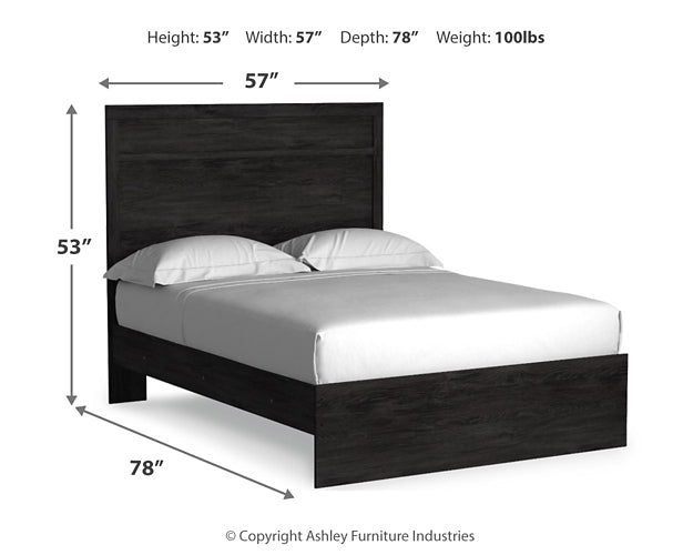 Cama Belachime con paneles completos, tocador con espejo y dos mesitas de noche