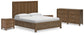 Cama California King con paneles de almacenaje, tocador y dos mesitas de noche Cabalynn