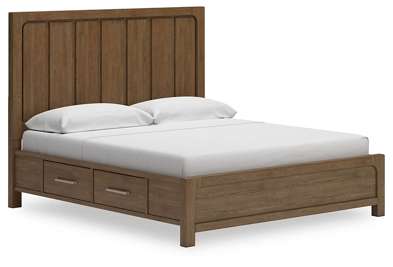 Cama California King con espacio de almacenaje, cómoda y dos mesitas de noche Cabalynn