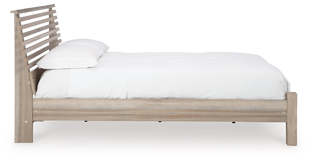 Cama Queen con paneles Hasbrick, tocador con espejo y mesita de noche