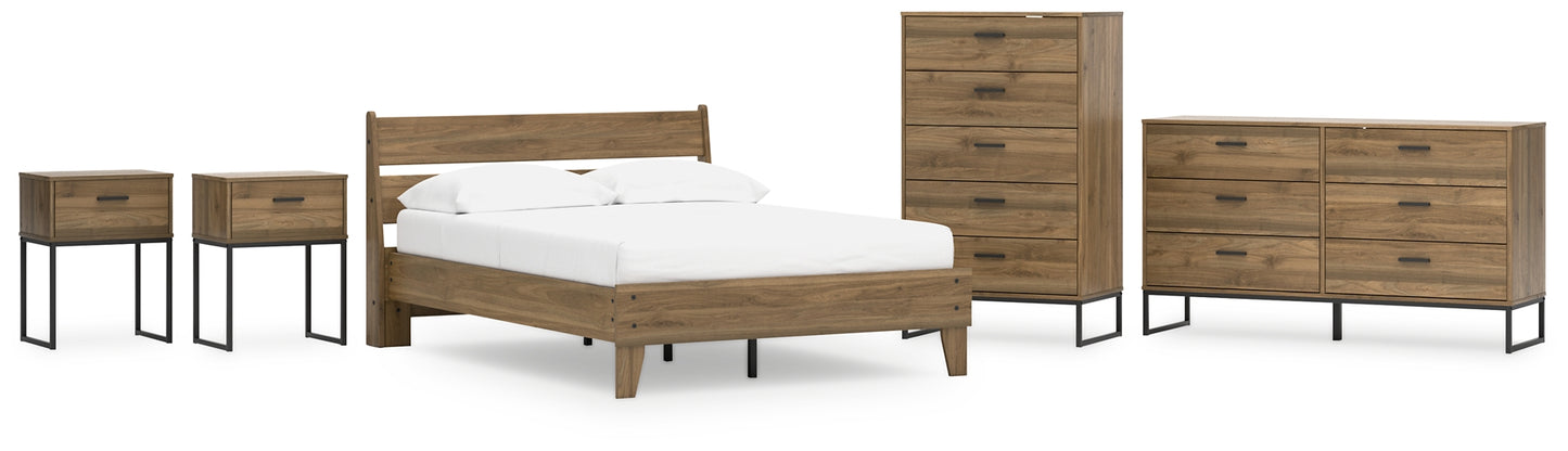 Cama Deanlow con plataforma completa, tocador, arcón y dos mesitas de noche