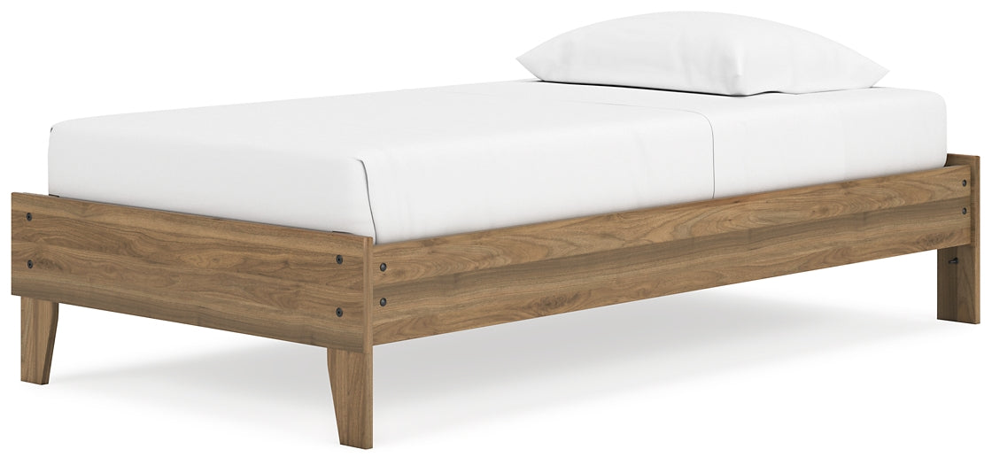 Cama Deanlow Twin con plataforma, tocador, arcón y dos mesitas de noche