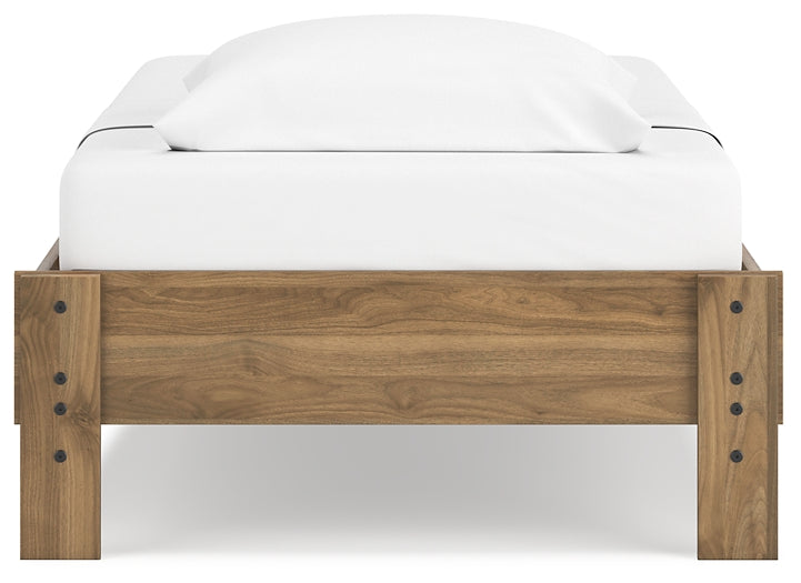 Cama Deanlow Twin con plataforma, tocador y arcón