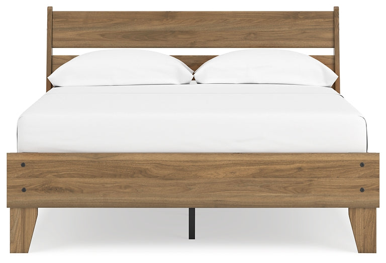 Cama con plataforma completa Deanlow con tocador y mesita de noche