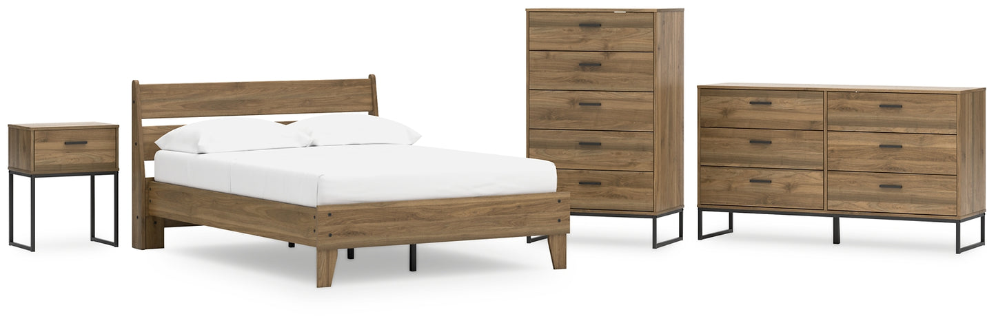 Cama Deanlow con plataforma completa, tocador, arcón y mesita de noche