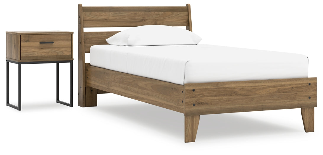 Cama con plataforma doble Deanlow y mesita de noche