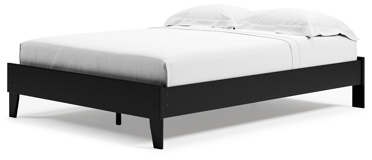 Cama Queen Finch con plataforma, tocador y mesita de noche