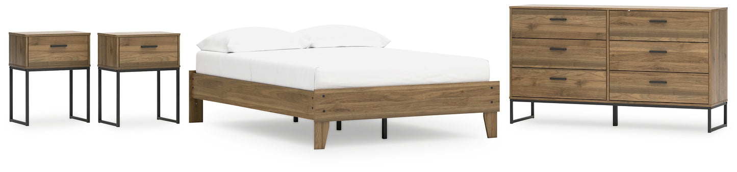 Cama Deanlow de plataforma completa con tocador y dos mesitas de noche