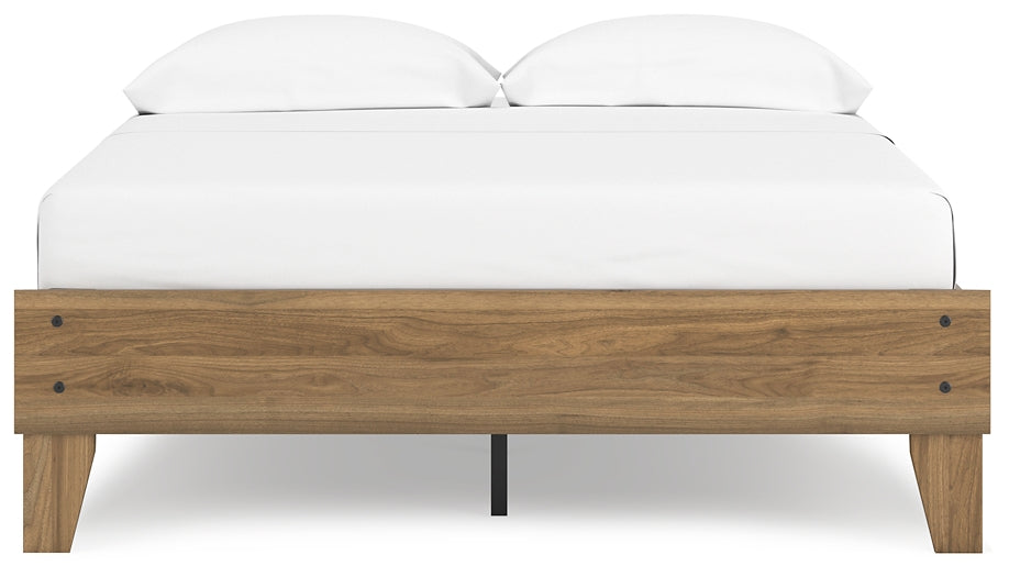 Cama Deanlow con plataforma completa, tocador y mesita de noche