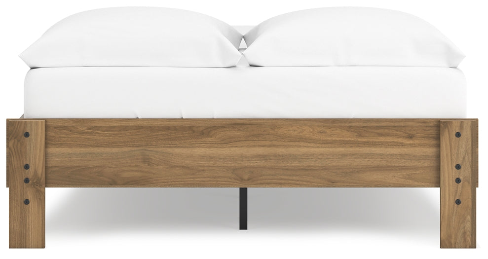 Cama Deanlow con plataforma completa, tocador y mesita de noche