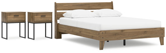 Cama Queen Deanlow con plataforma y 2 mesitas de noche