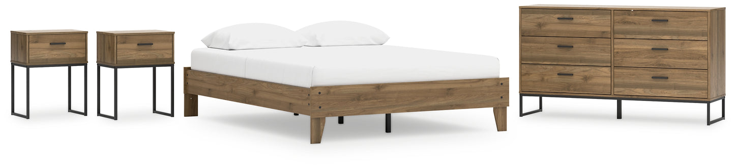 Cama Queen Deanlow con plataforma, tocador y dos mesitas de noche