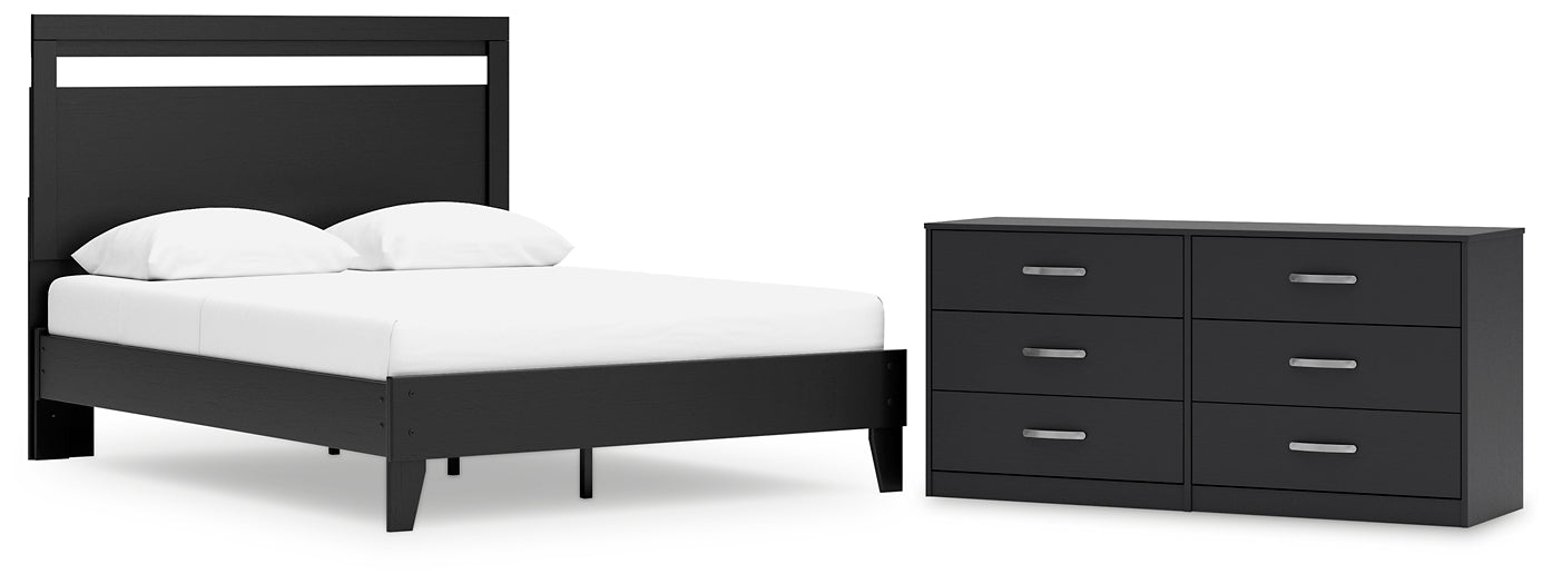 Cama Queen con plataforma y tocador Finch