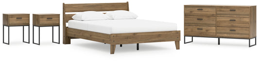 Cama Queen Deanlow con plataforma, tocador y dos mesitas de noche