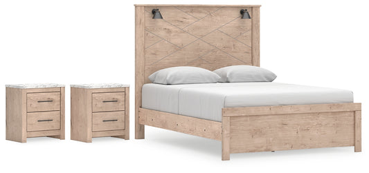 Cama Senniberg Queen con dos mesitas de noche