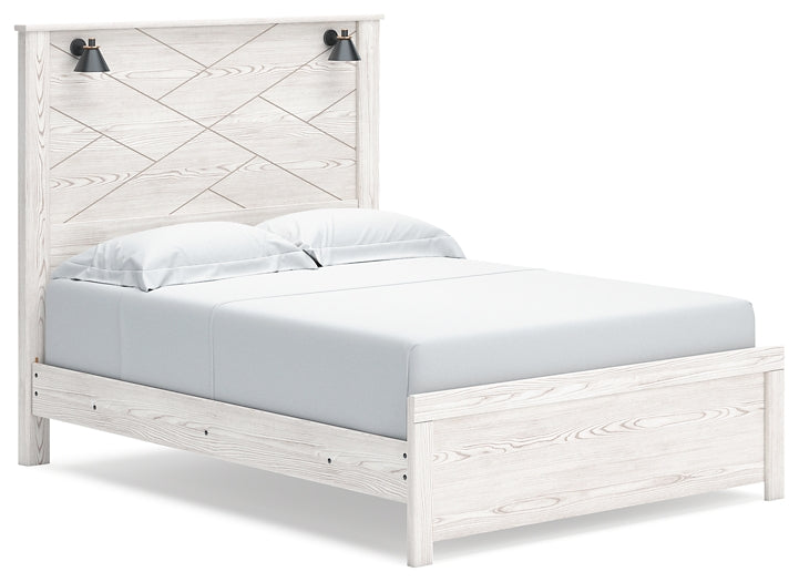 Cama Queen Gerridan con tocador con espejo, cómoda y mesita de noche