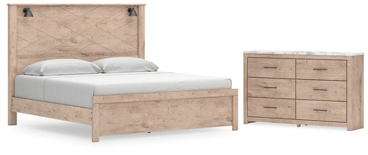 Cama Senniberg King con paneles y tocador